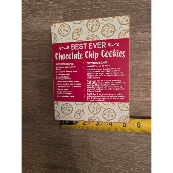 Best Ever Chocolate Chip Cookies Recipe Wooden Sign - Picture 2 of 3